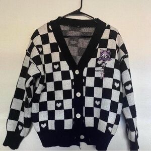 Sanrio Black and White Checkered Cardigan